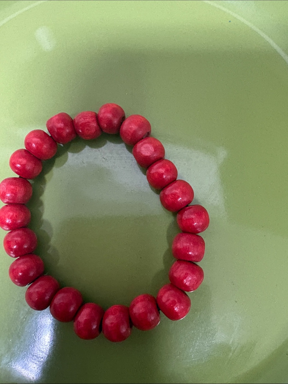 Red Wooden Bead Stretch Bracelet